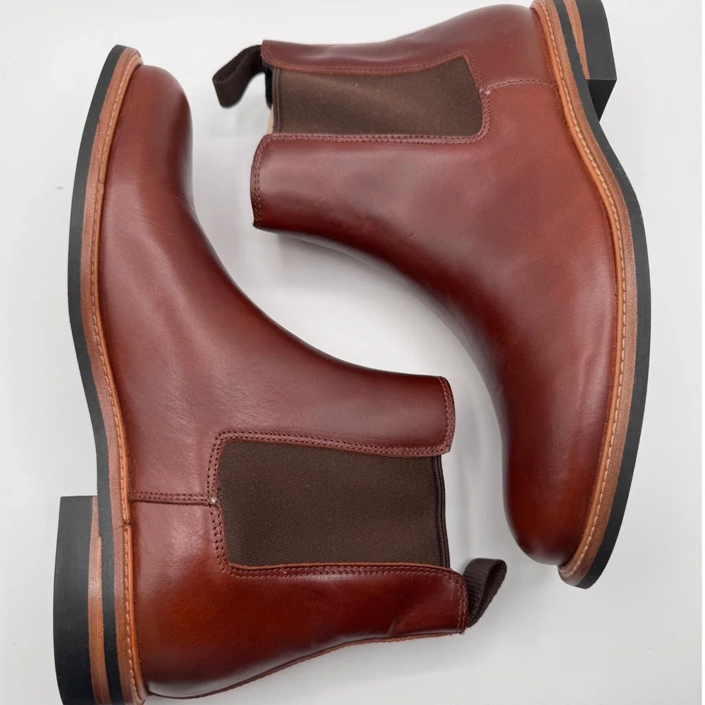 Nisolo‎ All Weather Chelsea Boot Brandy Red Brown Leather Men's 8.5 New Pull-On